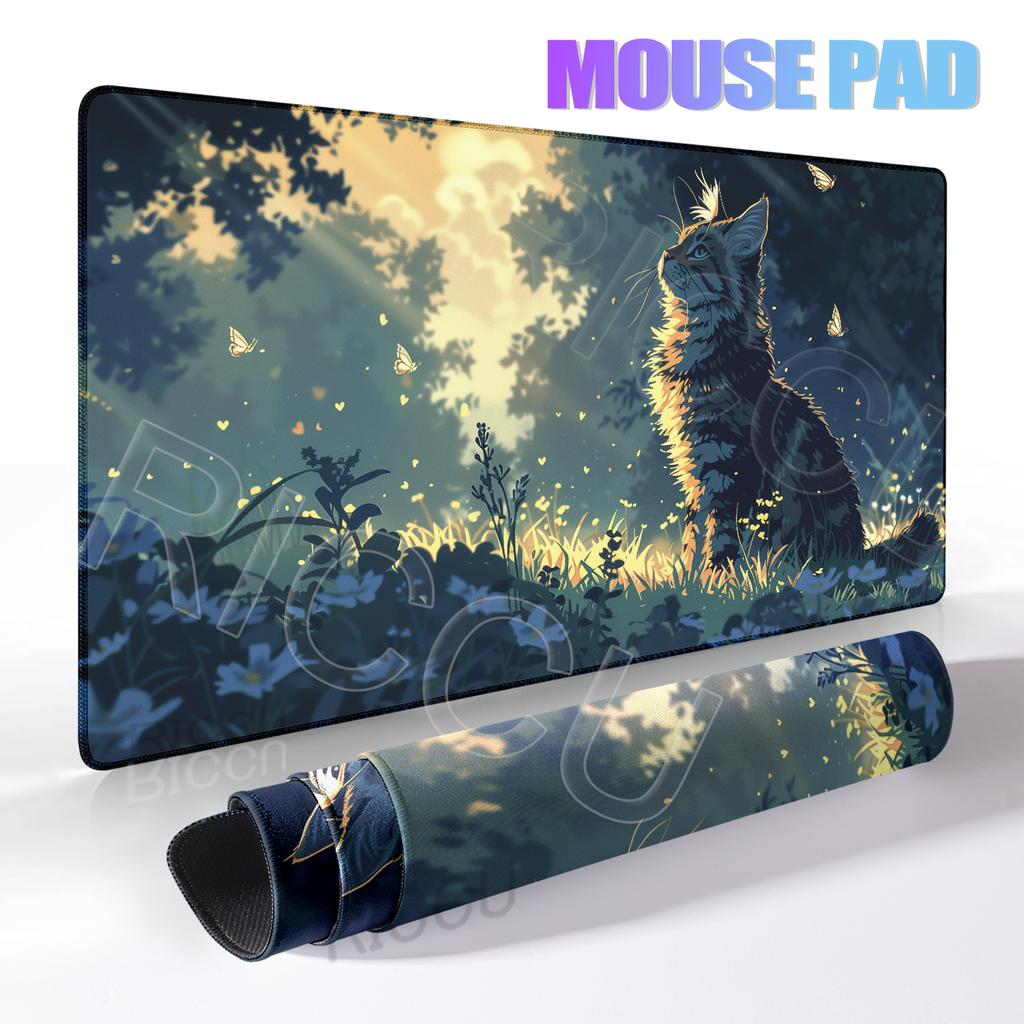 Pixel Kitten Mouse Pad Non-slip Gaming Mousepad Computer Gamer Accessories Keyboard Rug Anime Desk Mat Office Accessories