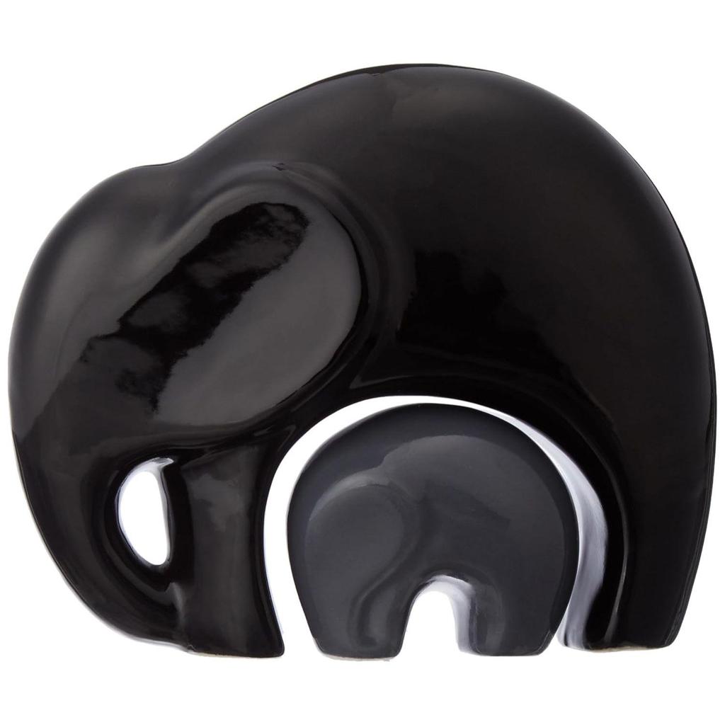 Новый домашний декор Happy Charm Elephant Mother and Child Set | Керамические фигурки с отделкой Piano Finish (Набор из 2 предметов, черный и серый)