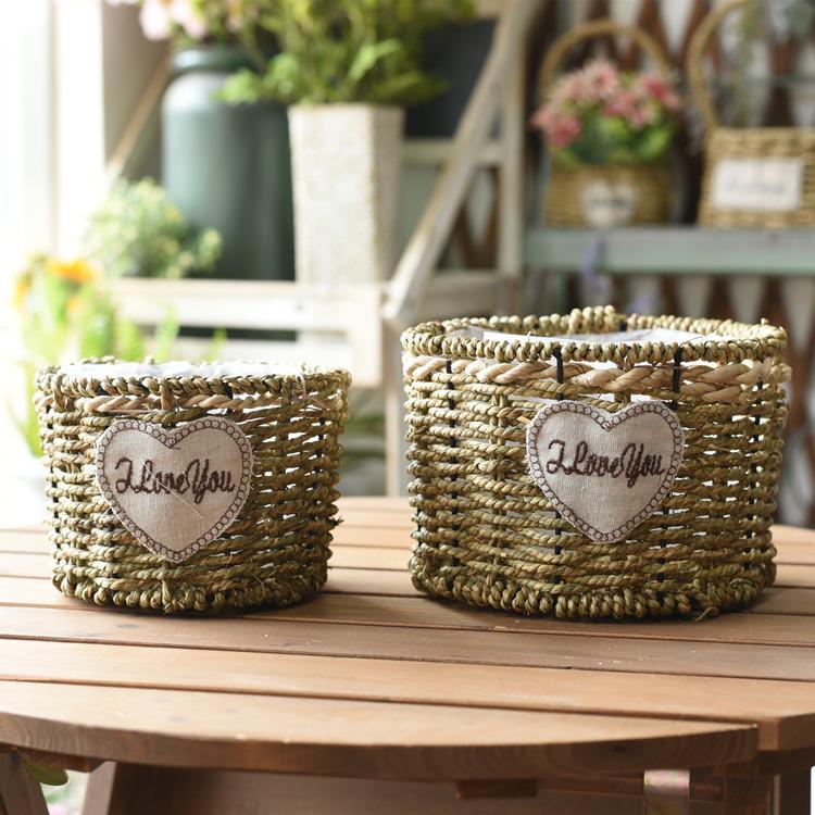 Пасторальная скандинавская плетеная цветочная корзина-сумка для композиций из сухоцветов и горшка с суккулентом