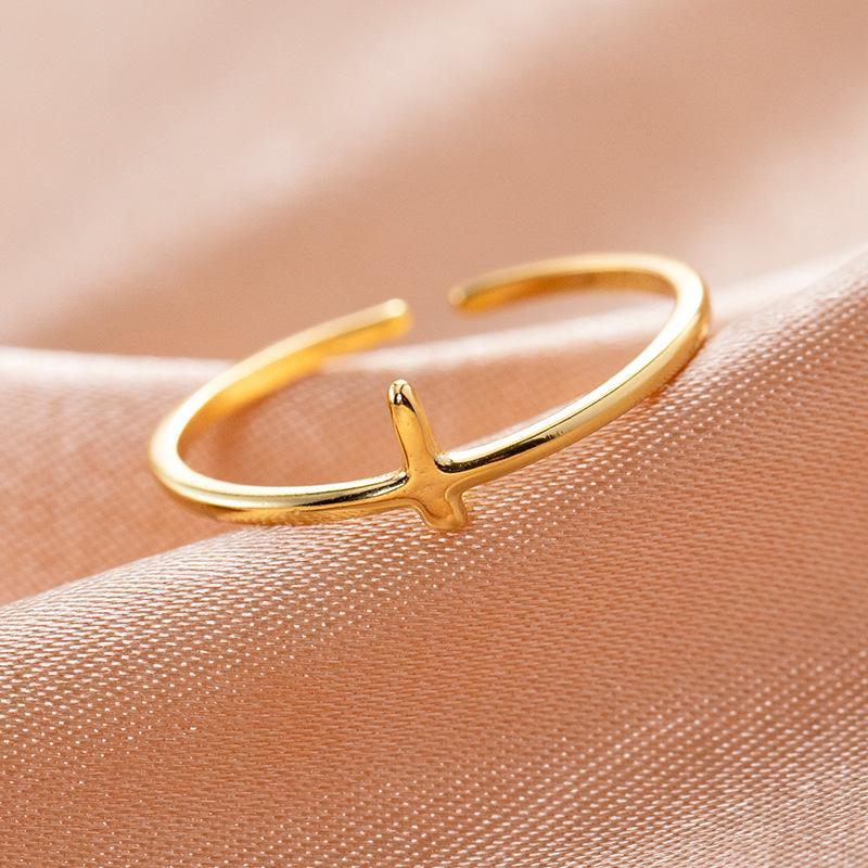 Banyan Tree Регулируемый S925 Серебряный японский крест Тонкое кольцо для женщин
