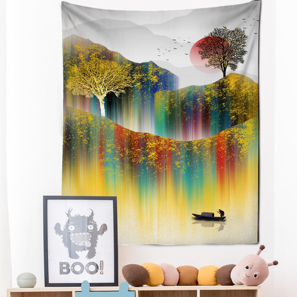 Неоновая картина, гобелен, настенный подвесной богемный стиль, Лось, кои, психоделическое колдовство, домашний декор для гостиной