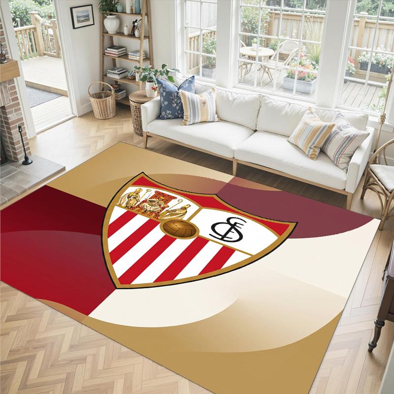 Sevilla FC Design Crystal Velvet Carpet Cozy Non?Slip Printed Rug For Bedroom Living Room Entrance