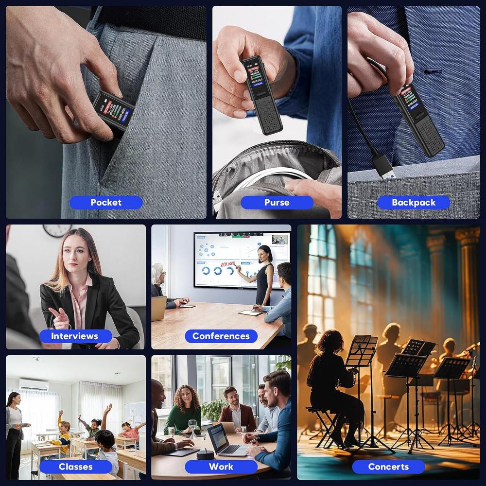 Диктофон на 64 ГБ — модернизированный цифровой диктофон с голосовым управлением и технологией шумоподавления AI, диктофон с функцией воспроизведения