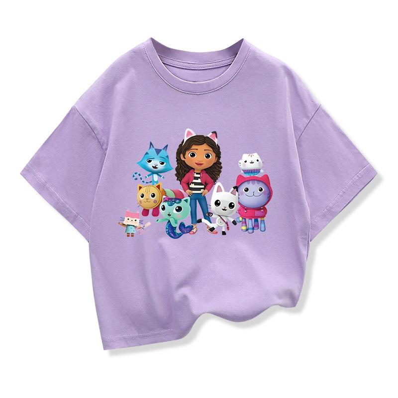 Casual Children's Clothing Fashion Short Sleeve Comfortable Crew Neck Print T-Shirts Girls