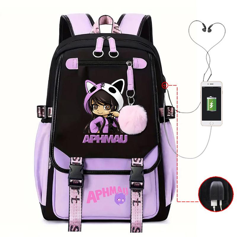 Harajuku Simple and Versatile Aphmau Junior High School Student School Bag Female Lightweight Large Capacity Middle School Student Backpack