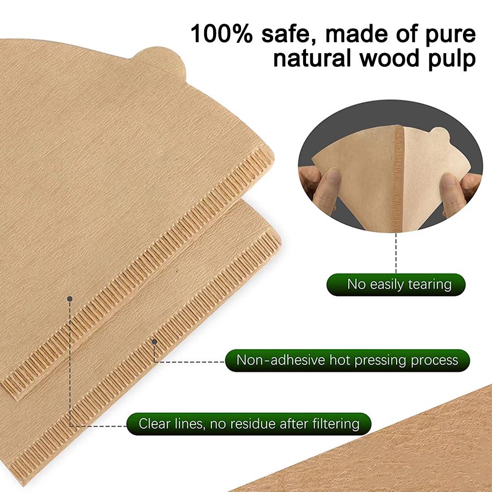 Фильтровальная бумага для кофейника, ручная капельная чашка, 100 шт., американская кофемашина, фильтр-вентилятор, натуральный коричневый V02, кофейная фильтровальная бумага