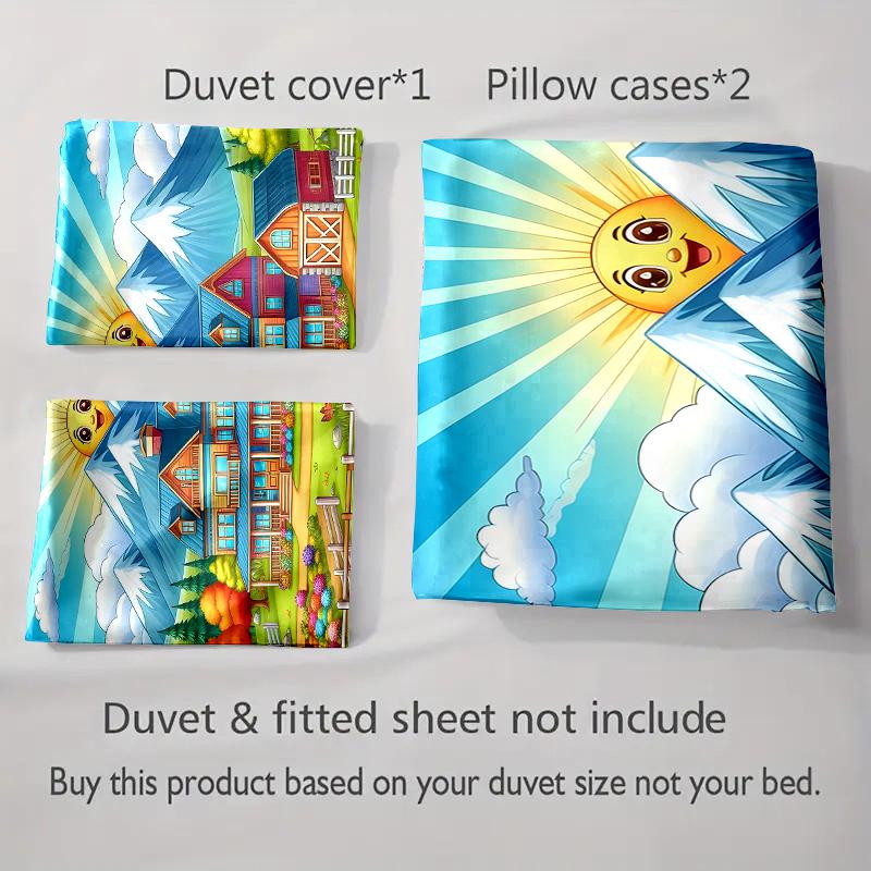 Sunny countryside scene Bedding Duvet cover sets Duvet covers Pillowcases gifts (1 * Duvet Cover 2 * Pillowcases, without duvet insert)