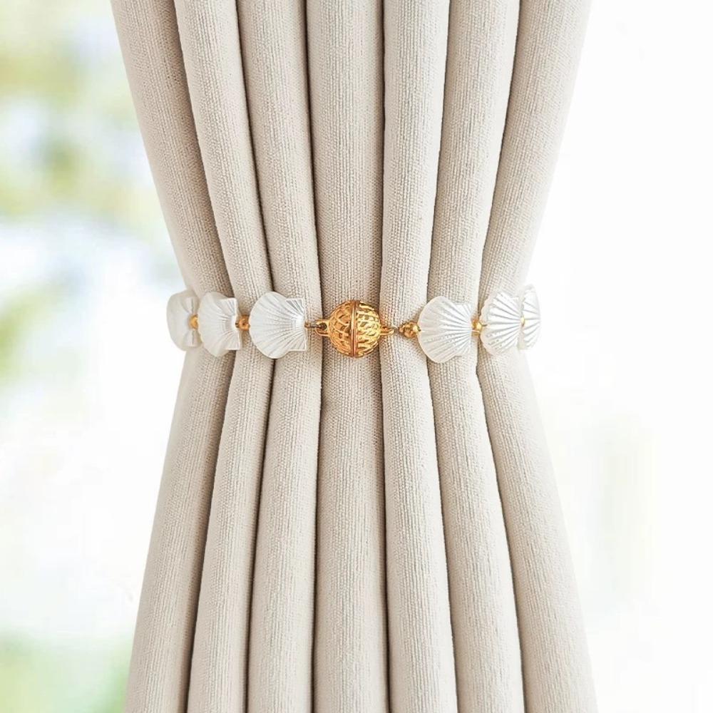 2Pcs Rose Flower Shape Curtain Tieback Shell Shape Magnetic Buckle Window Curtain Buckles Gold Silver Curtain Rope Holders
