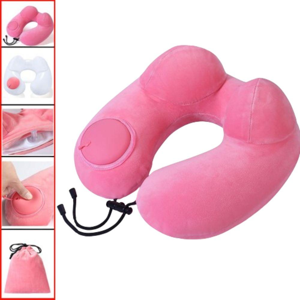 Hand Pressing Inflatable Travel Pillow U-Shaped Neck Support Cushion Neckrest Pad  Tourist