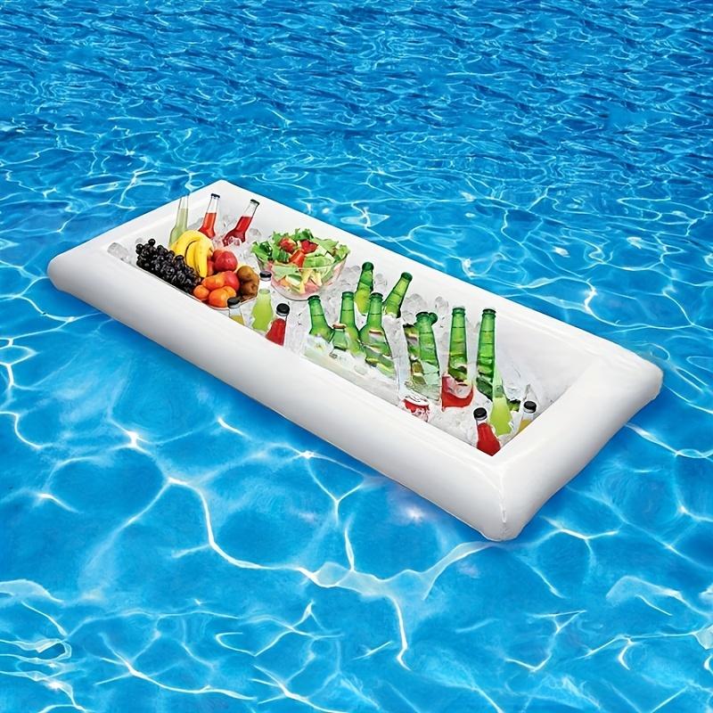 1pc Ice Buffet Salad Serving Inflatable Tray, Food Drink Holder Cooler Containers, Indoor Outdoor BBQ Picnic Pool Party Supplies, With Drain Plug
