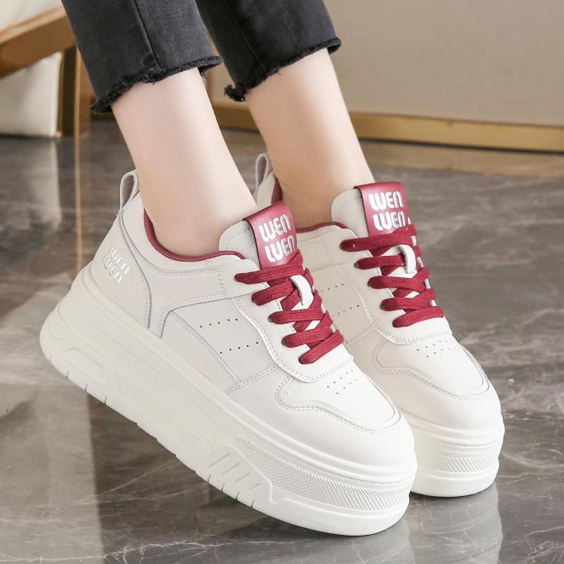 Fashion Women's White PU Leather Platform Sneakers Thick Bottom Non Slip Sports Running Shoes for Women 2025 Fashion Zapatillas De Mujer