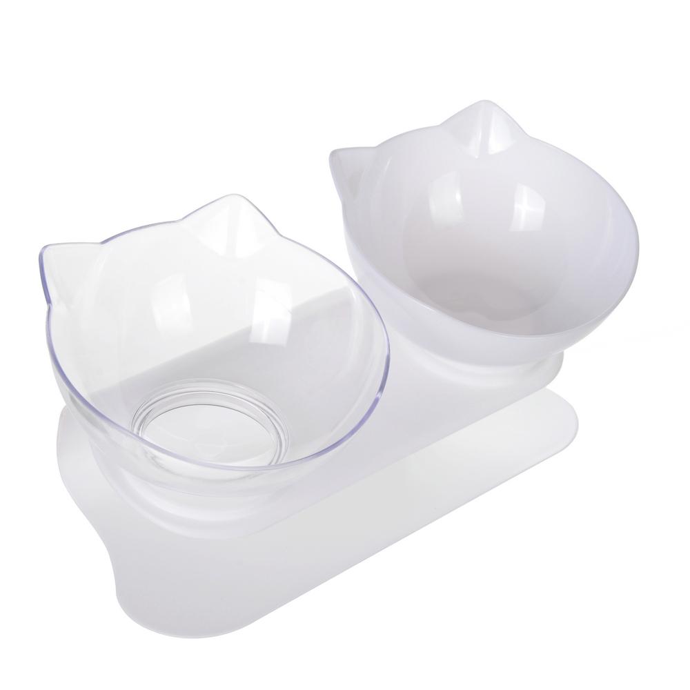 Двойная миска для кошек для маленьких кошек, собак, котят, приподнятая, нескользящая миска для подачи воды, миска для воды с защитой от наклона, миска для воды для щенков, товары для домашних животных