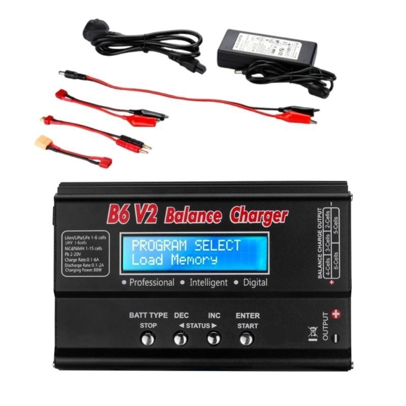 B6 Battery Balance Charger 80W 6A for 1-6S Batteries Compatibles NiCd NiMH and More Upgraded B6V2