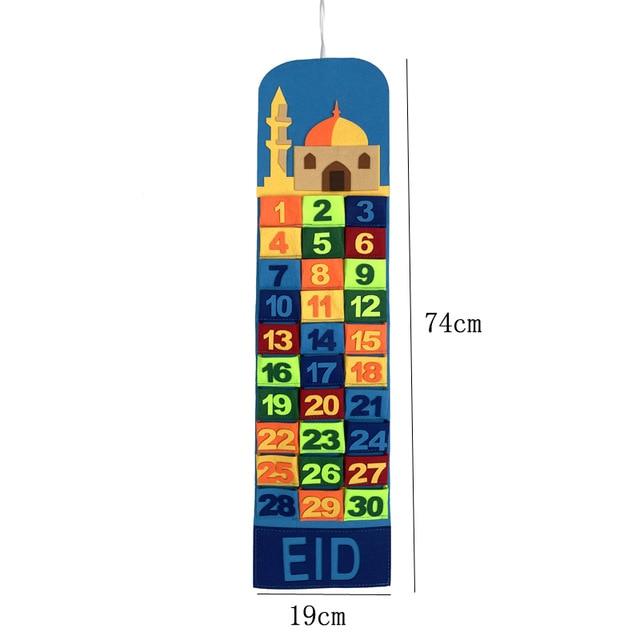 New Eid Mubarak 30days Advent Calendar Hanging Craft Countdown Calendar for Ramadan Decorations Kids Eid Mubarak Gifts Supplies