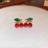 Chic Diamond-Studded Cherry Silver Earrings: Stylish, Elegant, and Versatile for Women