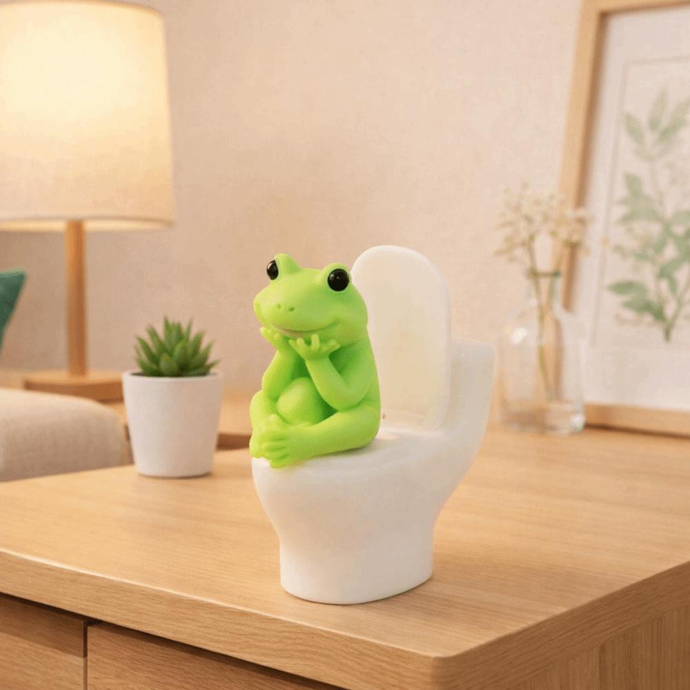 PVC Pig Desktop Ornaments Cartoon Toilet Pig Decoration Cute Toilet Frog Ornaments  Bathroom Decor