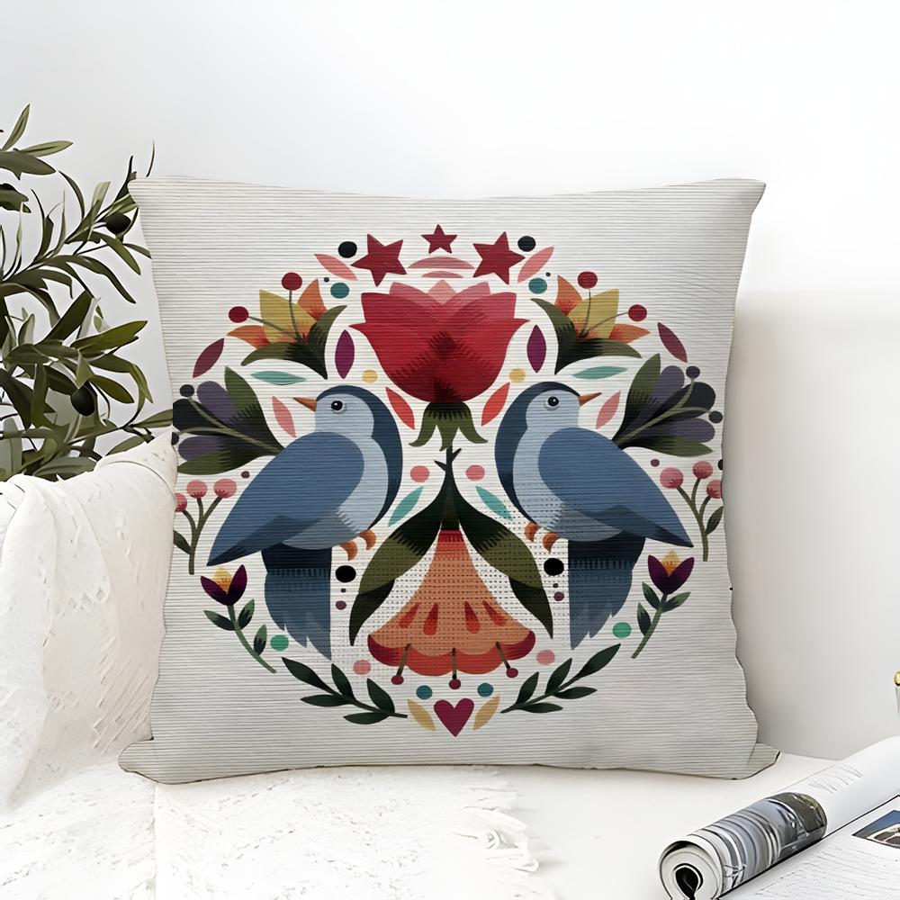 Simple Farm Crop Flower Print Pillow Case Cotton Linen Fabric Square Zipper Pillowcase Home Decorative Living Room