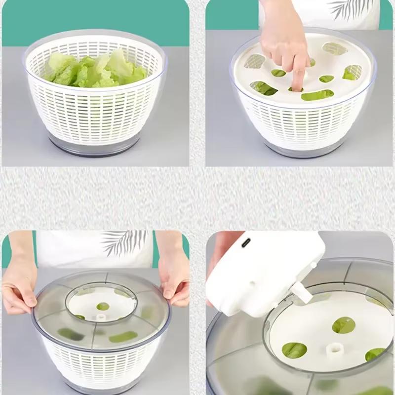 Vegetable Dehydrator Electric Quick Cleaning Dryer Fruit and Vegetable Dry and Wet Separation Draining Salad Spinner Home Gadget