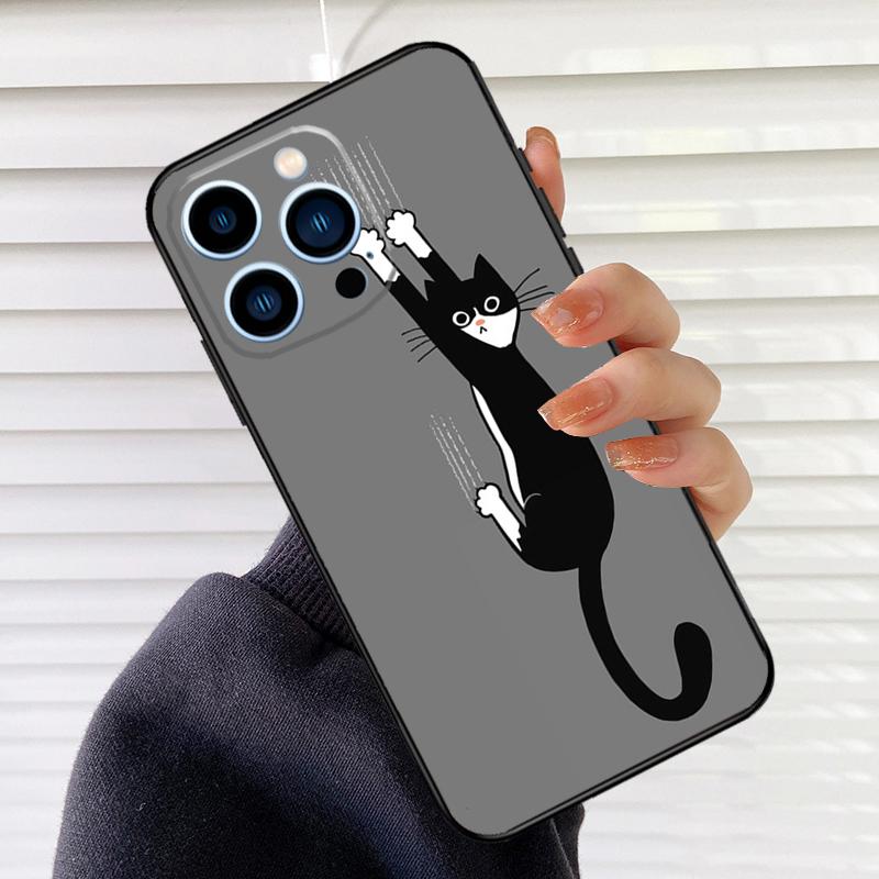 Мультяшный Милый Чехол для Телефона с Кошками для iPhone 16 15 14 13 11 12 17 Pro Max mini 15 16 Plus 16e 17 Air Cover Fundas
