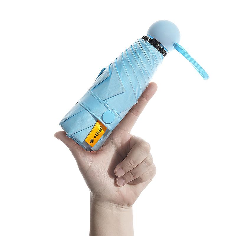 Mini Capsule Folding Umbrella Upf50+ Portable Sun Rain Umbrella Dual Use Protection Vinyl Travel Accessoreis For Outdoor