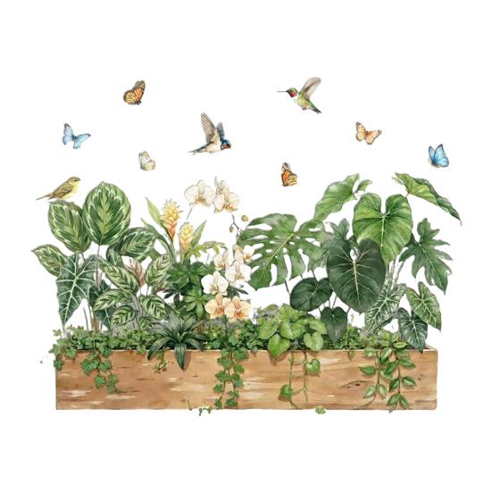 Window Decals Spring Garden Design Double-Sided Visibility Electrostatic Adsorption Glass Sticker Home Shop Window Decoration