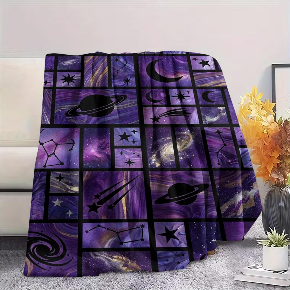 1Pc Space Print Flannel Blanket, High quality Comfortable for All Seasons, Home Decor, Warmth and Comfort, Perfect for Christmas Gifts W159
