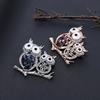 Милая винтажная брошь в виде совы, женская модная брошь в виде животного, нежная бриллиантовая булавка, мультяшные аксессуары