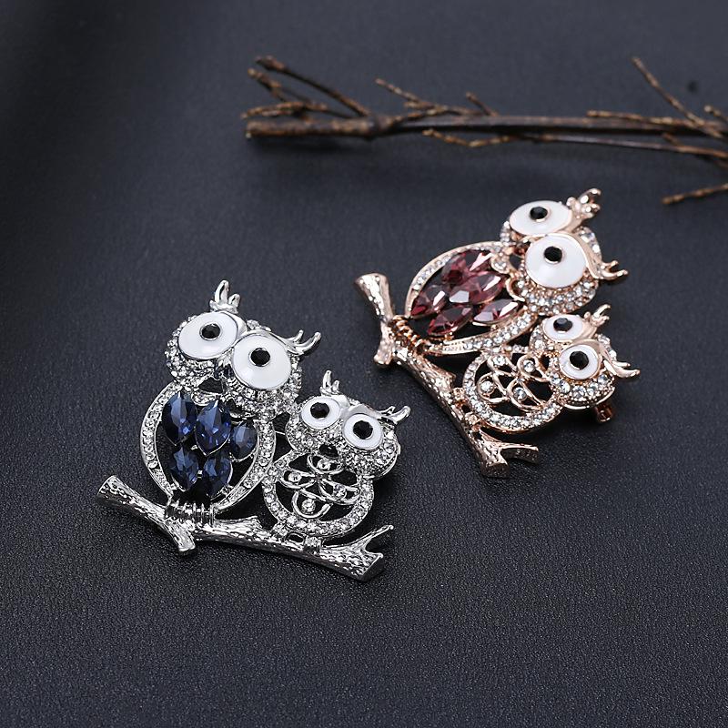 Милая винтажная брошь в виде совы, женская модная брошь в виде животного, нежная бриллиантовая булавка, мультяшные аксессуары