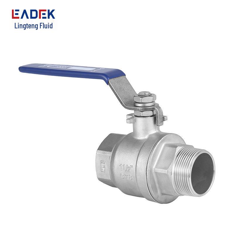 304 Stainless Steel Threaded Ball Valve, 316 Two-Piece Manual Valve, Available in 1/2", 1", and 2" Sizes.