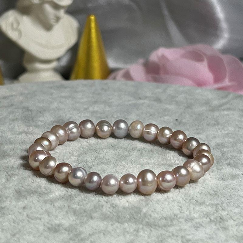 Высококачественный браслет из натурального пресноводного жемчуга 6 мм, нежный темпераментный эластичный браслет 14-21 см, размер по желанию