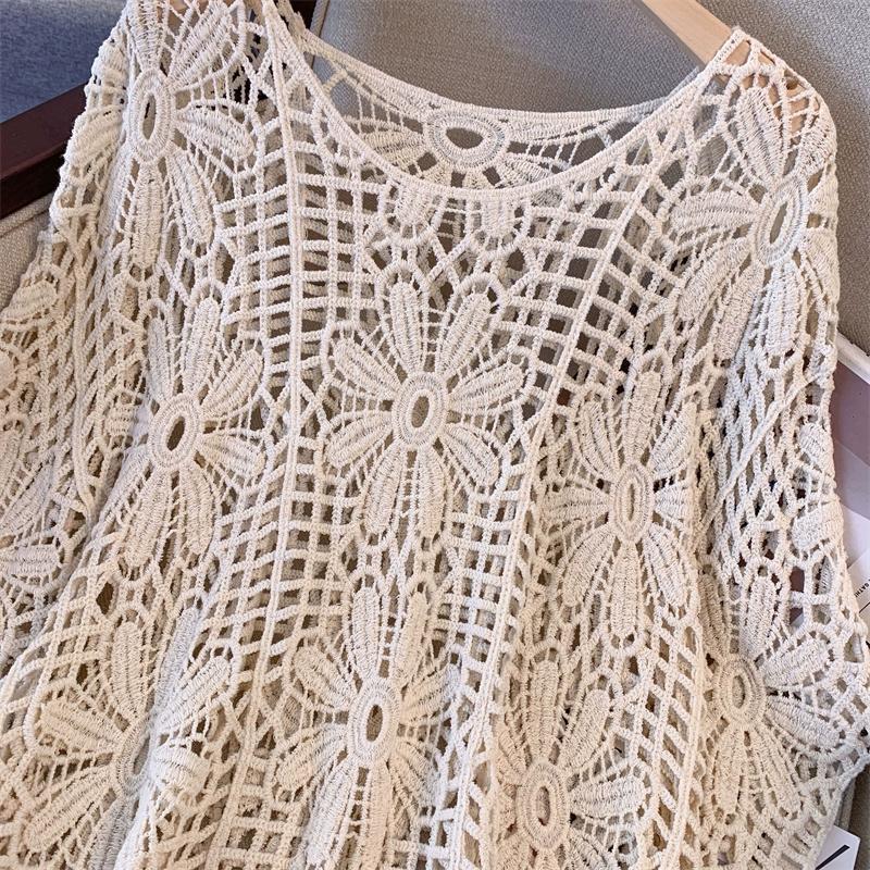 Dimanaf 2024 Новые летние женские футболки с принтом «летучая мышь» без рукавов, базовые кружевные модные топы, кружевные футболки, повседневные свободные футболки