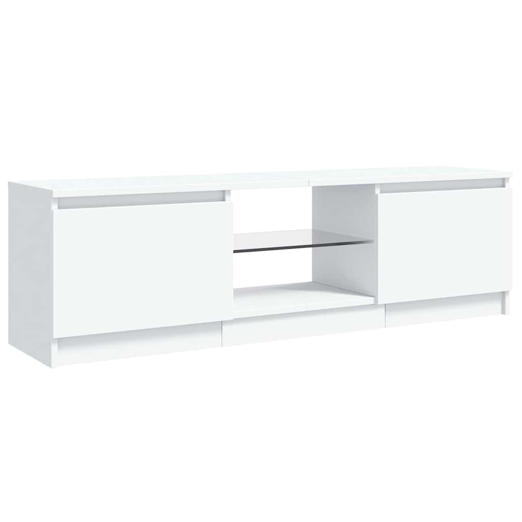 White TV Stand with LED Lights 120 x 30 x 36 cm