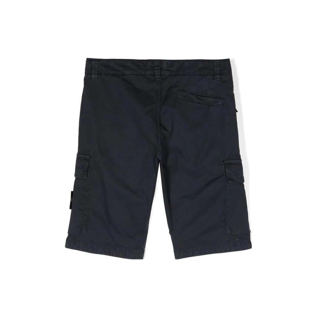 STONE ISLAND Однотонные шорты-карго с нашивкой-логотипом, повседневные, для детей, темно-синие 7816L0210-V0120