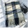 Женский клетчатый шарф - Ветрозащитный теплый зимний шарф с бахромой, многоцветные варианты для повседневных и официальных нарядов, шарф для волос