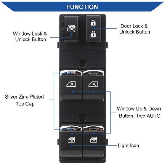 Power Window Switch Control Button For Nissan Altima 2007-2012 Orange LED 2 AUTO