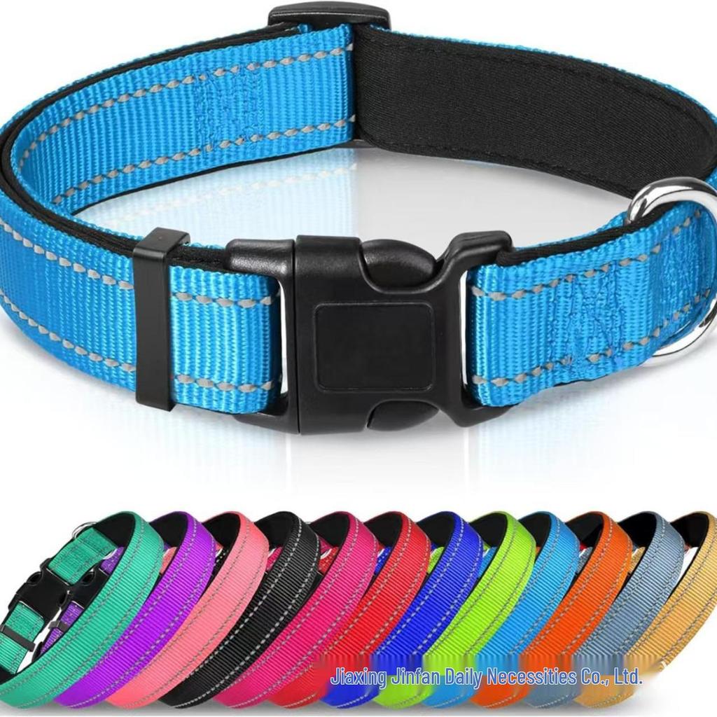 Adjustable Reflective Breathable Nylon Dog Collar and Leash Set - Medium Size