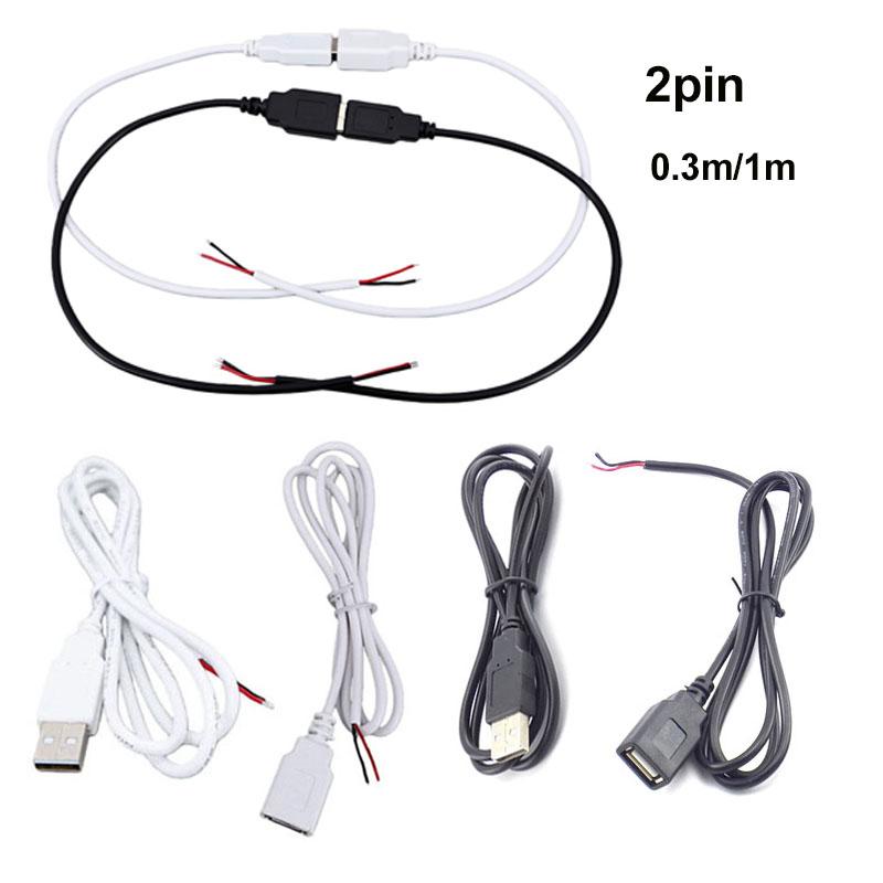2-контактный 5В USB 2.0 штекер-розетка Кабель-удлинитель питания черный белый 0,3 м 1 м для компьютерных аксессуаров