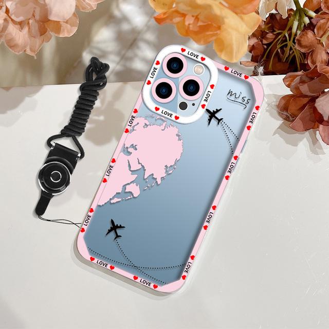 Дорожный чехол с картой мира «Самолеты» для Iphone 12 13 11 Pro Max 12 Mini Love Heart пара, чехол для Iphone Xr X Xs Max 7 8 Plus Se2020