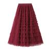 Spring and Autumn Women's Mesh Cake Halter Skirt Women's Skirt Fairy Saree Pleated Long Skirt
