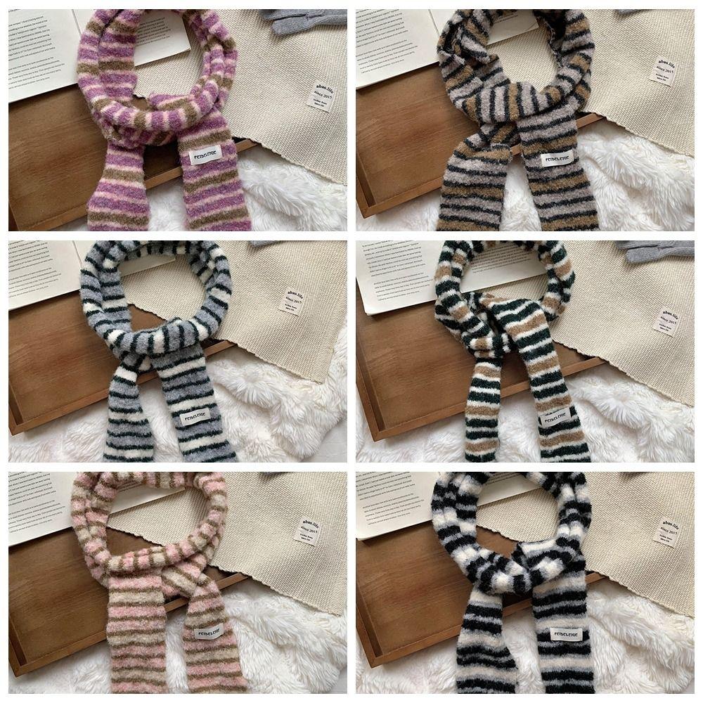 Стиль Y2K Y2K Полосатый шарф Харадзюку Вязаная шаль Милые длинные узкие шарфы Женские