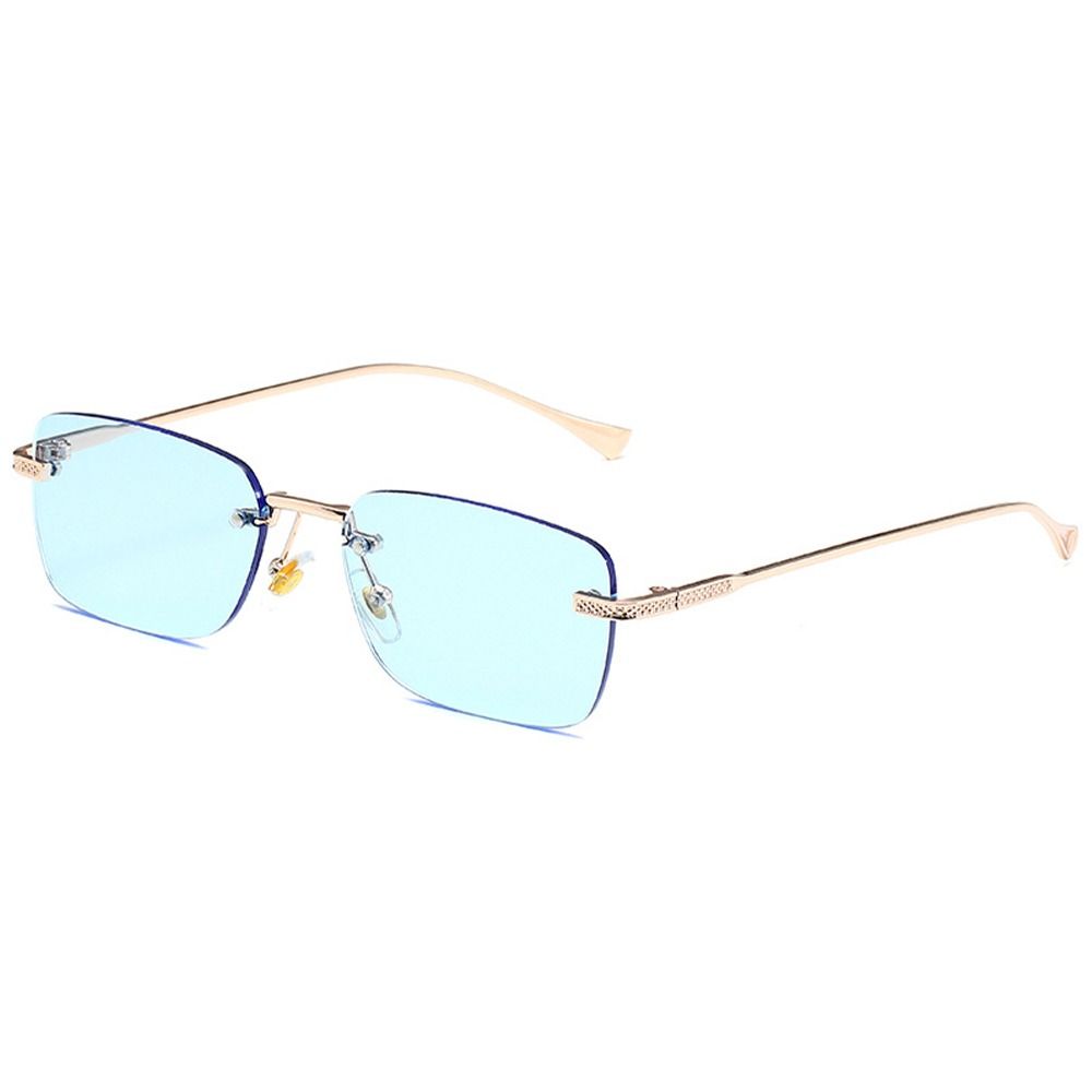 Rimless Square Sunglasses for Women Small Rectangle Ladies Metal Shades Punk Sun Glasses for Women