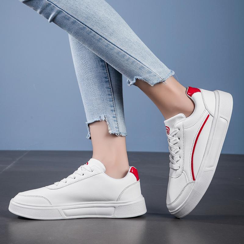 TUINANLE Белая обувь. Женская спортивная обувь из искусственной кожи. Кроссовки для скейтборда на плоской подошве.