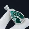 Emerald Pendant Gemstone, Handmade 925 Sterling Silver Pendant, Pear Gemstone Emerald Jewelry, Wire Wrapped Pendant Tree Of Life Jewelry