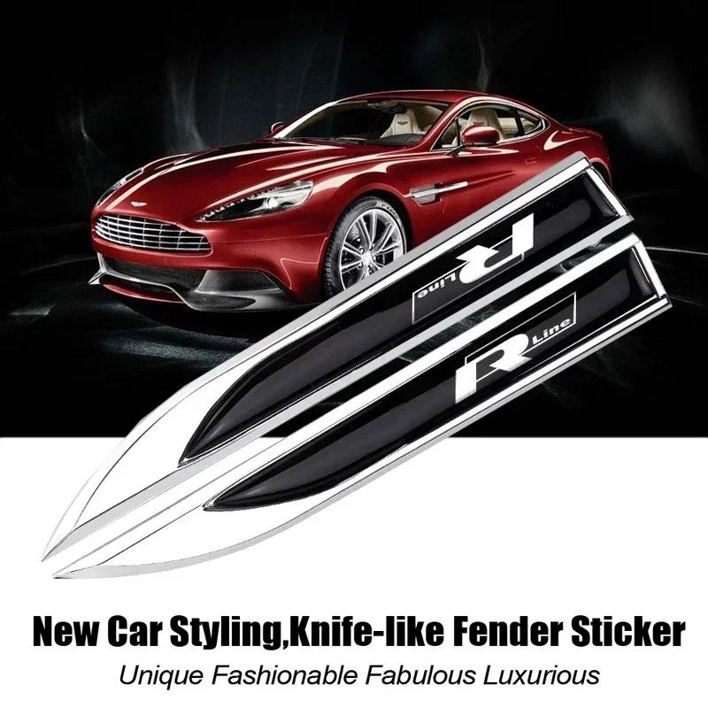 2PCS Car Fender Side Emblem Sticker Decoration for Volkswagen VW R Rline Badge GOLF JETTA MK4 PASSAT Polo SCIROCCO T-ROC Vento OO1