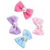 20pcs Small Dog Puppy Dots Faux Pearl Bow Pattern Hair Rope Hair Band for Dogs Cats