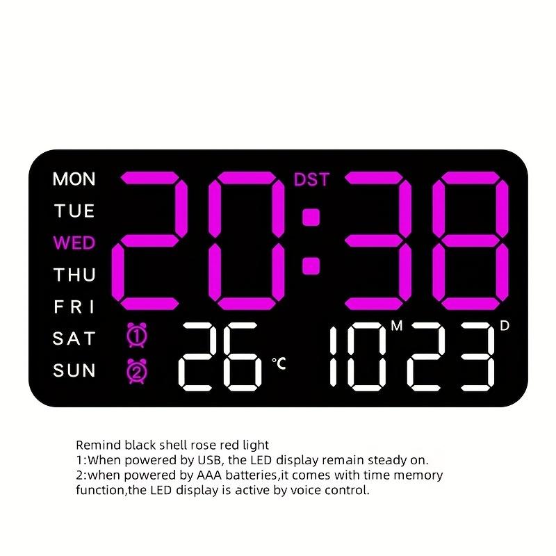 Модные цифровые настенные часы без рамки - многофункциональные, дисплей двойного назначения со значками температуры, влажности и погоды, питание от USB, современный черный цвет