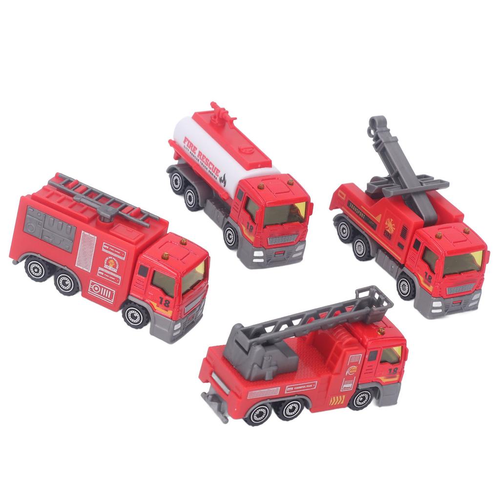 4Pcs 1: 32 Fire Truck Toy Set High Simulation Pull Back Car Toy Educational Truck Model Children
