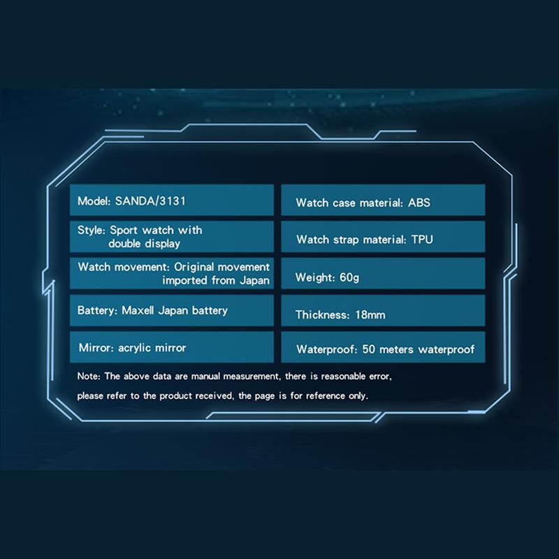 Новые мужские молодежные студенческие часы SANDA, модные трендовые светящиеся персонализированные электронные часы для занятий спортом на открытом воздухе