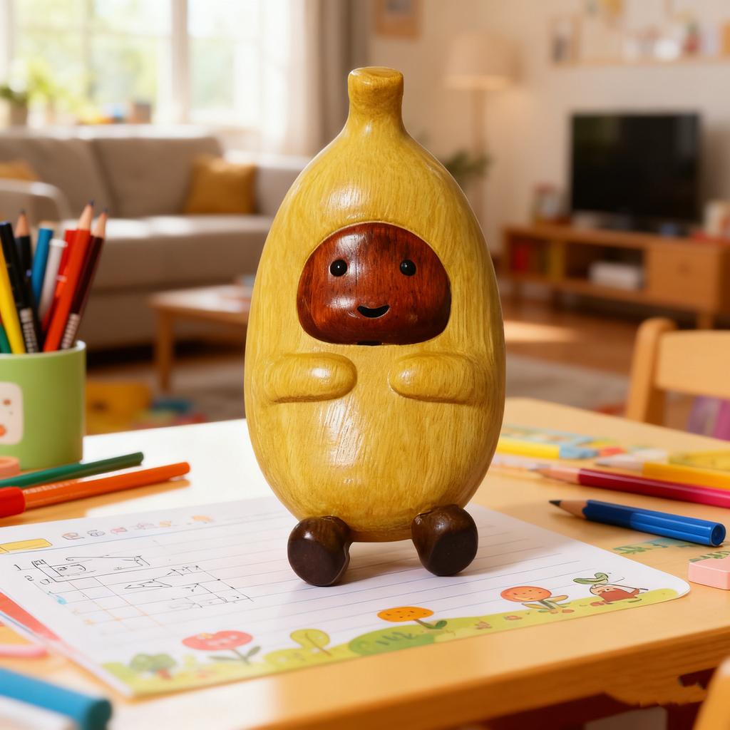 Creative Wood-carved Banana Figurine - Natural Wood Texture, Lighting Up The Fun Corners Of Life
