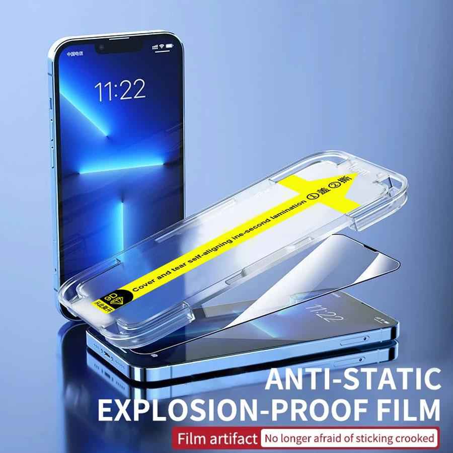 Matte Tempered Glass For iPhone 16 15 14 13 12 11 Pro Max XS XR X Screen Protector Film Easy To Install Tool Accessories